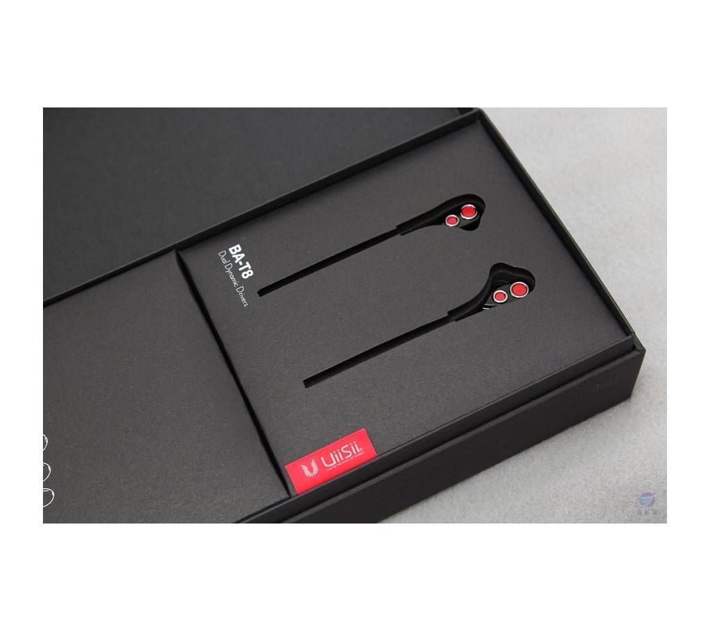 UiiSii BA T8 Dual Dynamic Driver Heavy Bass In-Ear Earphone - Red Edition