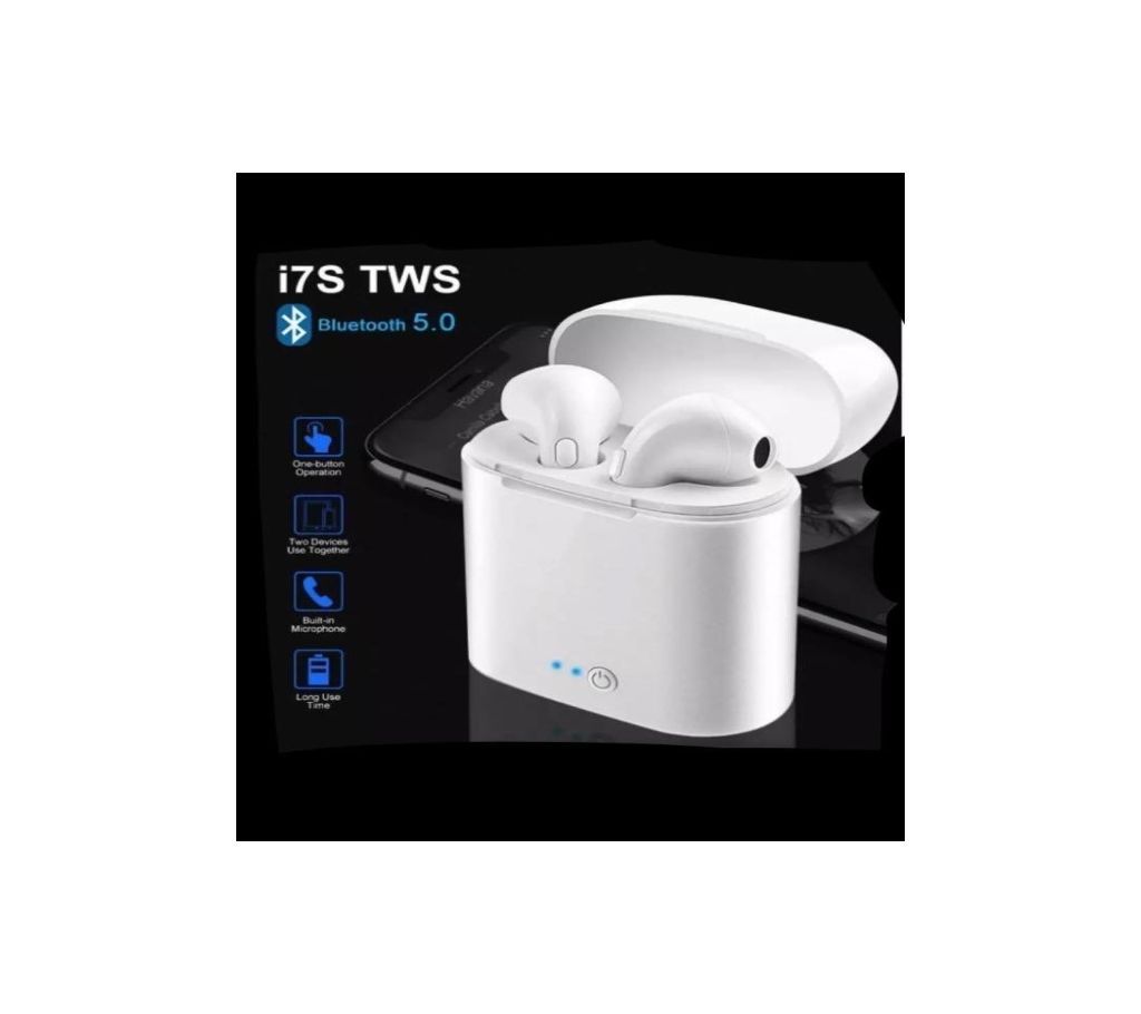  i7s TWS Wireless Bluetooth AirPods Earbuds with Charging case -White