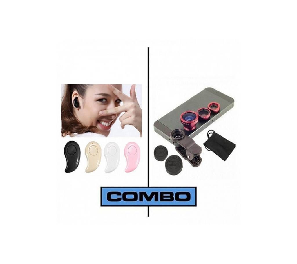 combo wireless bluetooth earphone and lens