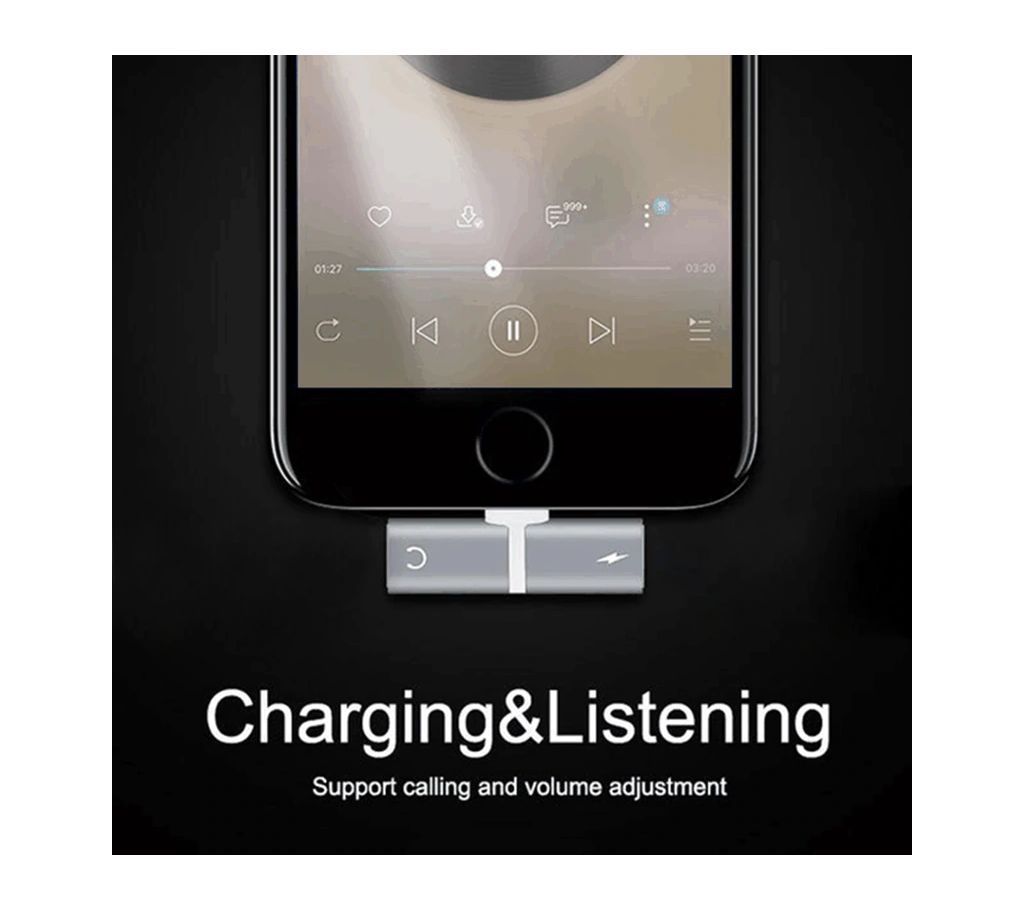 Audio dual Adapter for iPhone 7 8 Plus X Converter Splitter Earphone Aux Cable for iOS 10