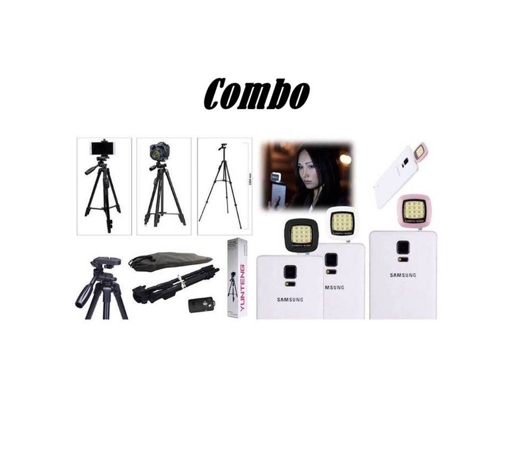 Tripod Mobile & Camera stand and selfie LED light combo