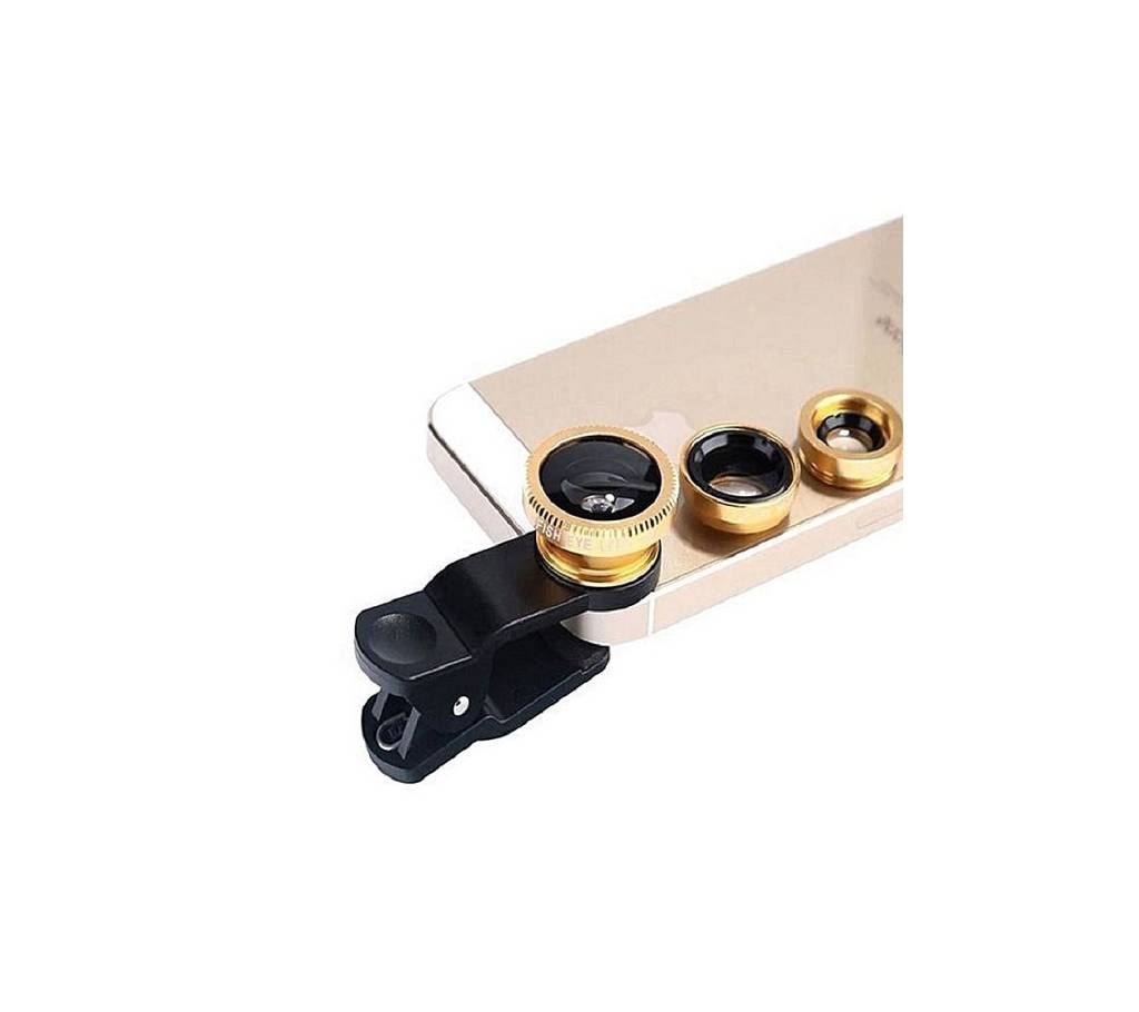 3 in 1 Clip Lens Camera for Smart Phones -Gold