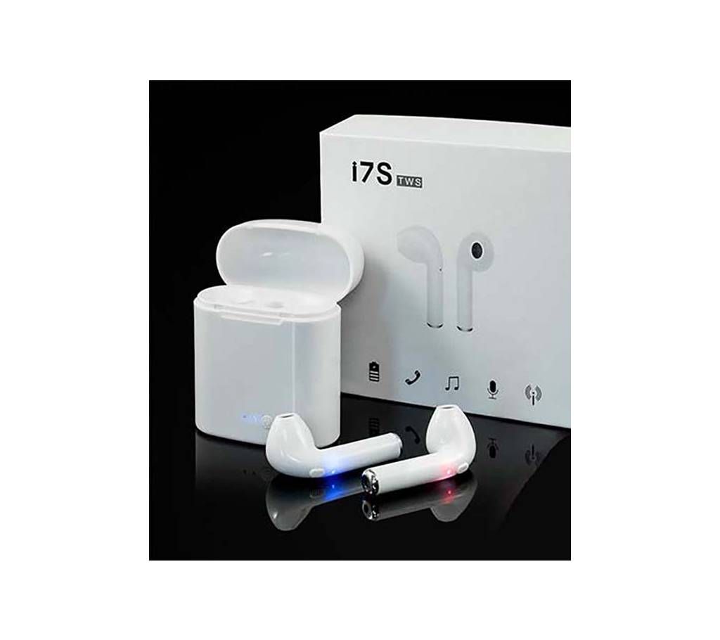 HBQ I7S Double Dual Mini Earphone With Power Case - White