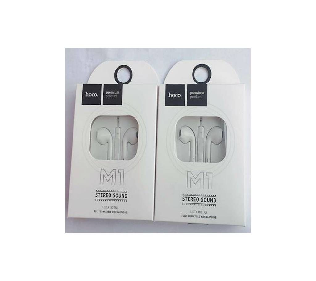 Hoco M1 Stereo Earphone With Mic & Volume Control - White