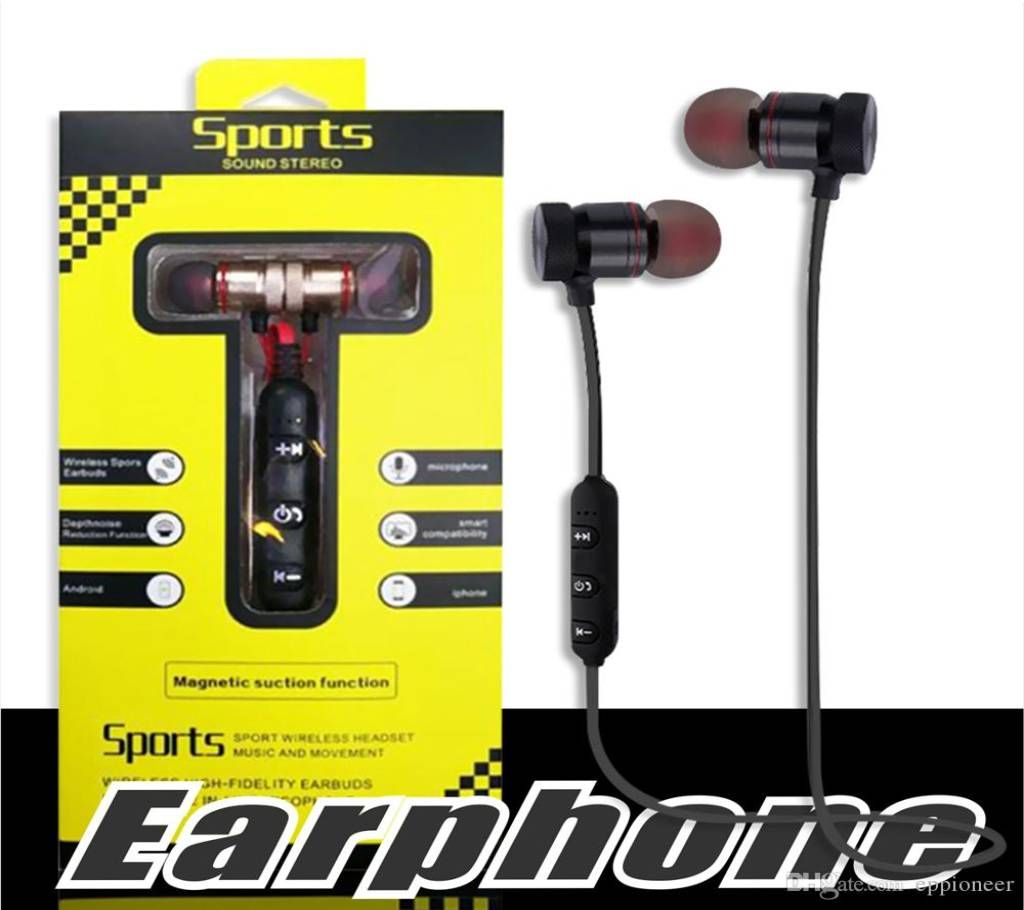Bluetooth, magnetic Wireless Earphones With Mic MP3 Earbuds Bass Stereo BT 4.1