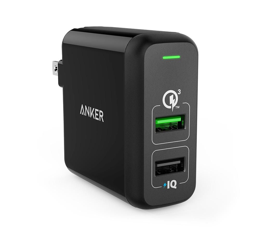 2 Port 24W Wall Charger Power Port With PowerIQ-Black