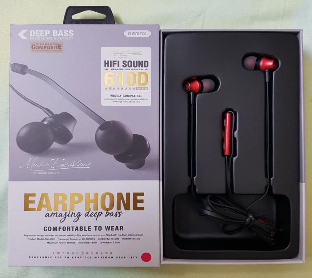 Remax RM-610D Earphone NEW Edition (Black & Red)
