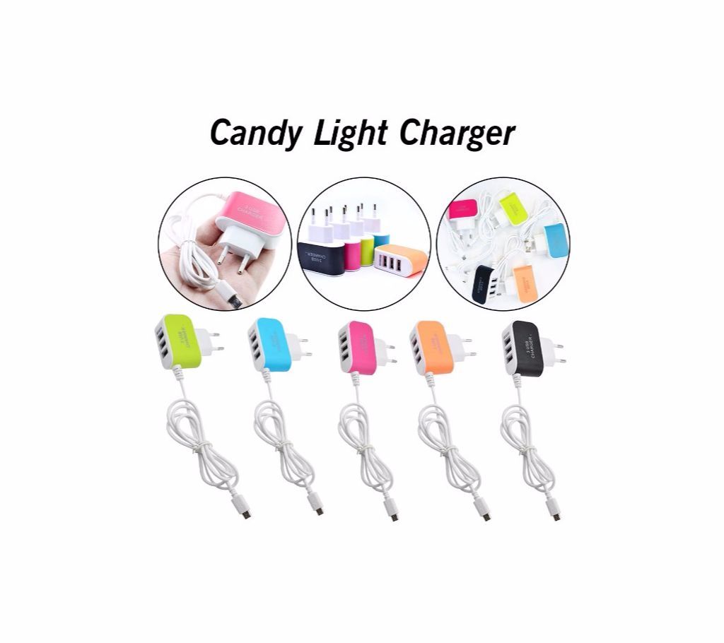 Triple Lighting USB Port Chargers With Micro USB Cable