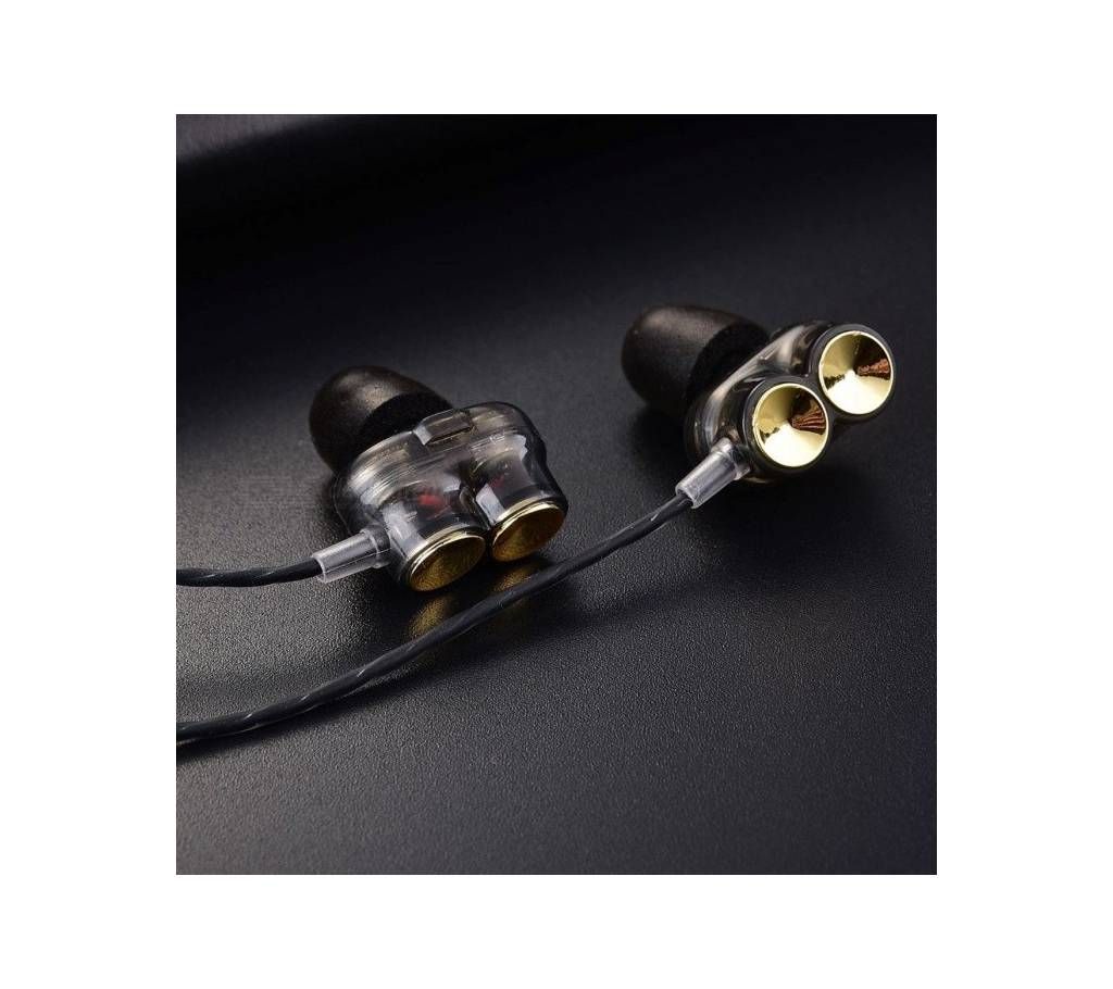 KZ KD7 Dual Driver 3.5mm Wired Earphone with Microphone, Gaming Headset - Black
