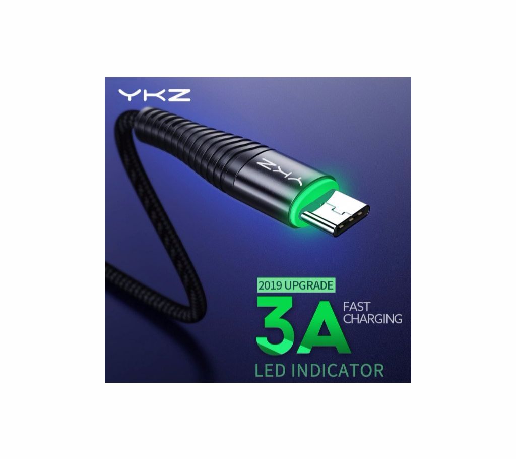YKZ 1 Meter LED Light USB Type C  3A Fast Charging Cable