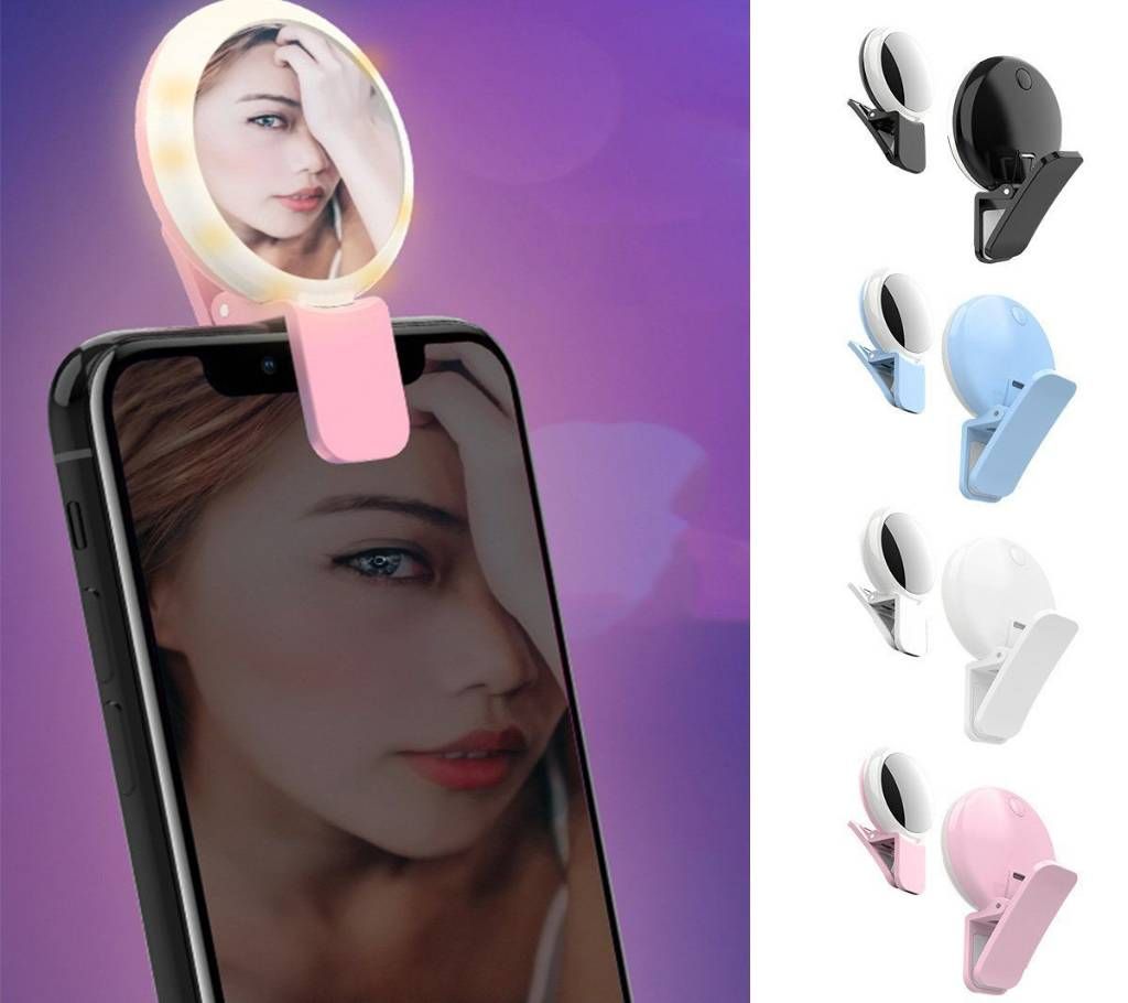 RK17S 20 LEDs bulb professional makeup mirror selfie ring light with clip 9 level brightness