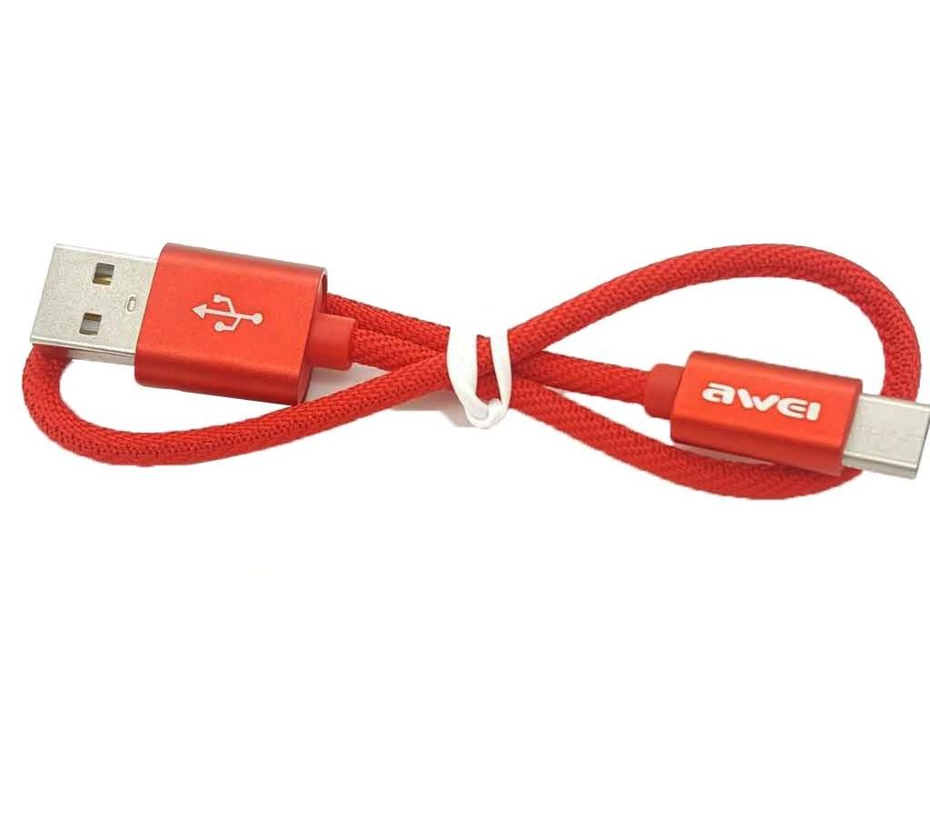 Awei CL 10 Micro USB Mini Nylon Braided Charge Data Transfer Cable   Red