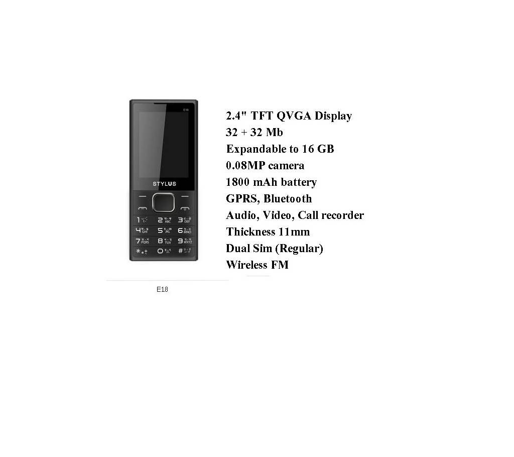 Stylus E-18 Feature Phone - Dual SIM Supported 