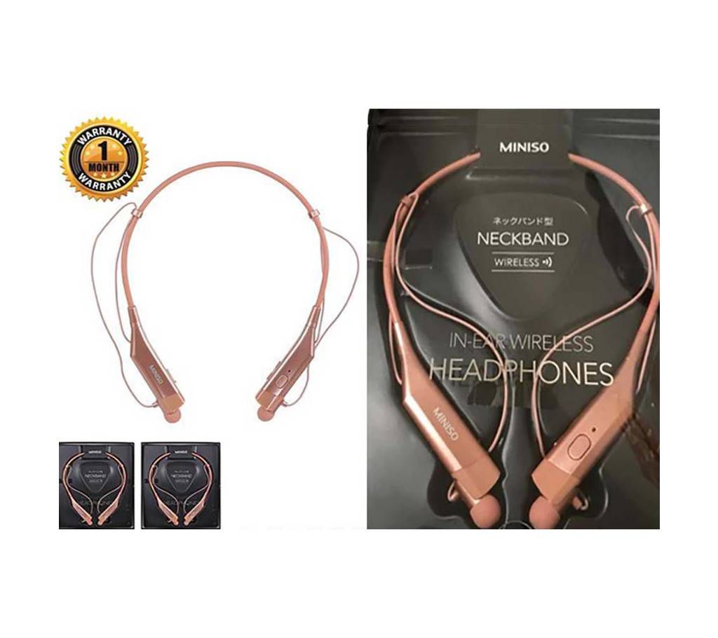 Miniso Fashionable Neckband Bluetooth Headset - Rose Gold