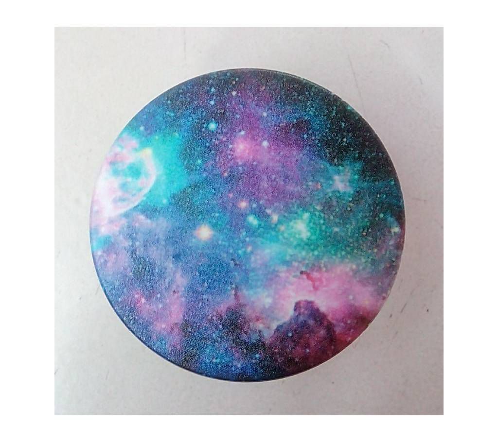 Phone Grip Holder Pop Socket Beautiful Blue Nebula printed, Collapsible, Expandable, Re-Usable Pop Up Stick