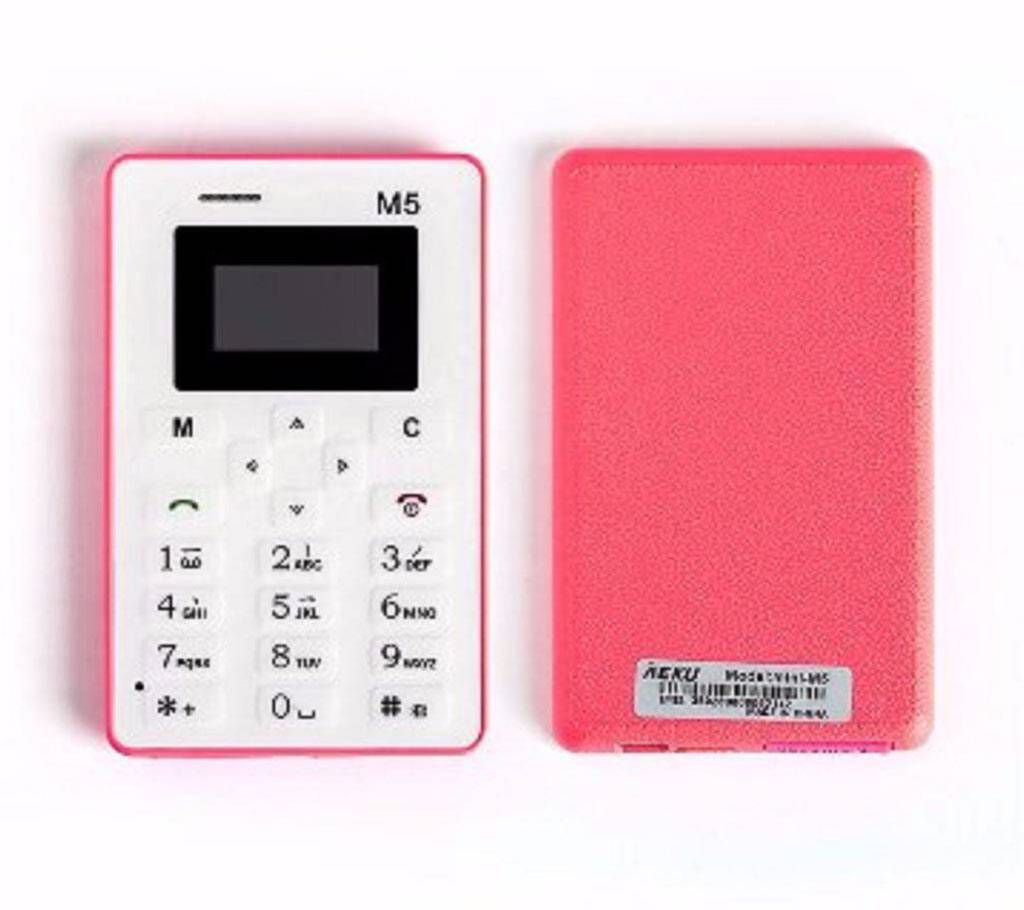 Aiek M5 mini card mobile phone- pink 