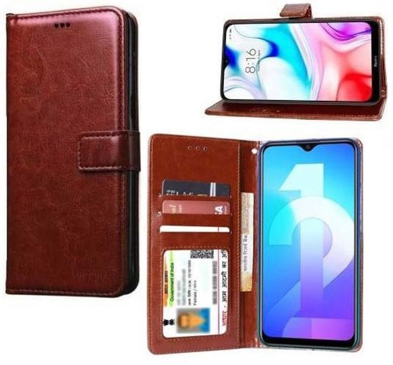 RidivishN Wallet Case Cover for Redmi Note 8 Pro  (Brown, Pack of: 1)