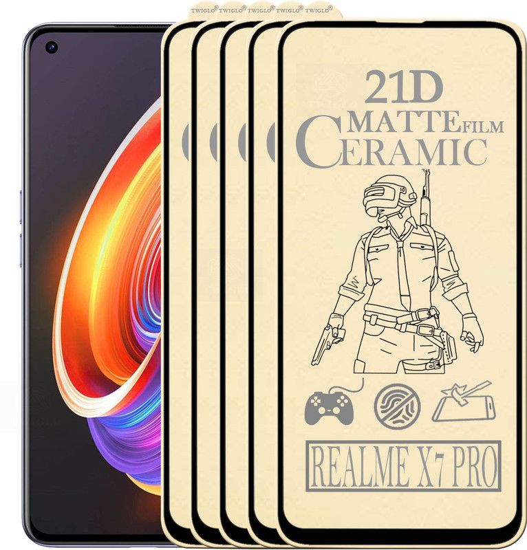 TWIGLO Edge To Edge Tempered Glass for REALME X7 PRO  (Pack of 5)