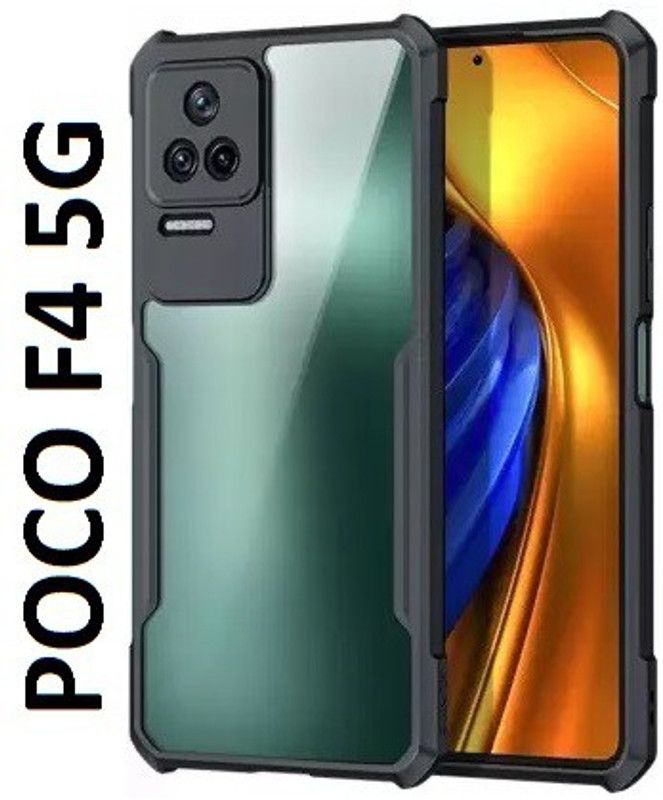 MOBIGENIX Back Cover for POCO F4 5G back glass  (Black, Grip Case, Pack of: 1)