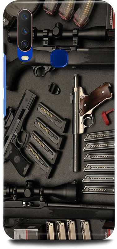 play fast Back Cover for Vivo Y17, 1902 GUN, BULLETS, RIFFLE, PISTOL, BANDOOK  (Silver, Hard Case)