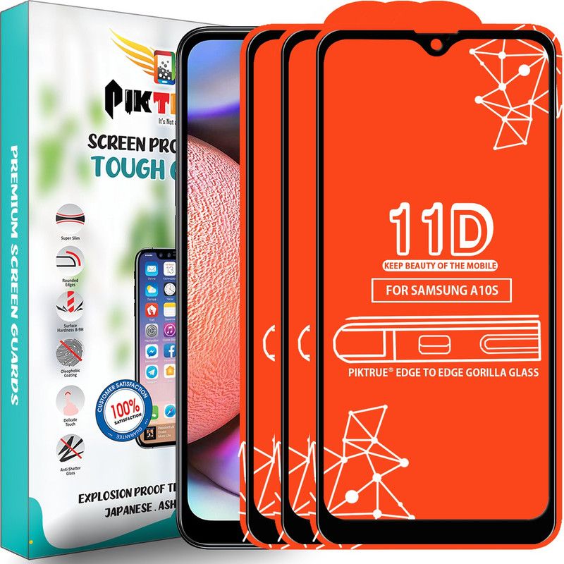 PikTrue Edge To Edge Tempered Glass for Samsung Galaxy A10S  (Pack of 3)