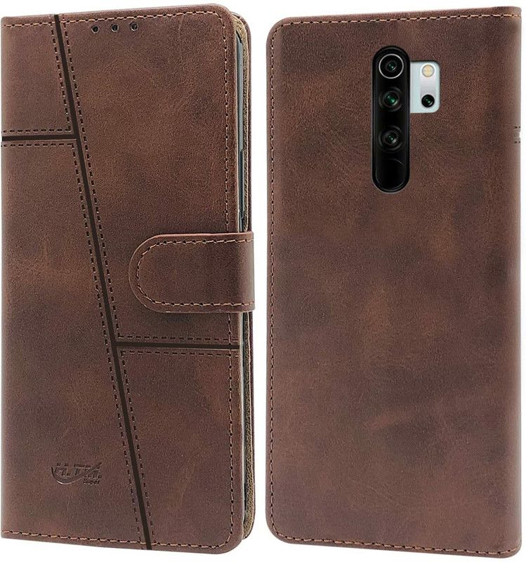 NIMMIKA ENTERPRISES Flip Cover for Mi Redmi Note 8 Pro/Mi Note 8 Pro Flip Cover  (Brown, Dual Protection, Pack of: 1)