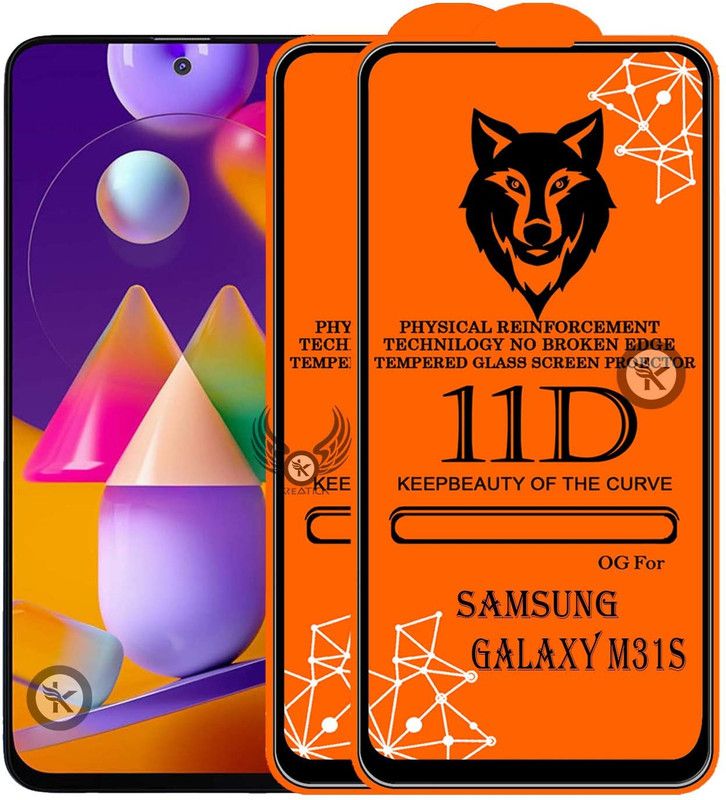 Kreatick Tempered Glass Guard for SAMSUNG-M31S Edge to Edge Tempered Glass  (Pack of 2)