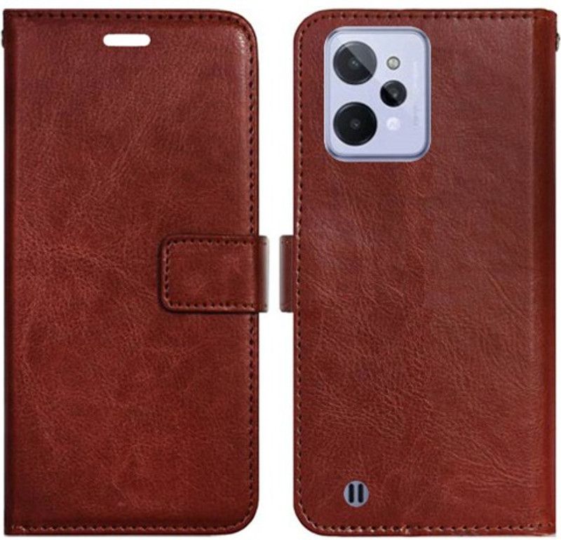 Realgo Flip Cover for Realme C31  (Brown)