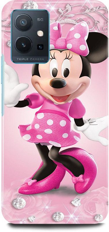 play fast Back Cover for Vivo y75 5G, V2142 MICKEY, MOUSE, MINNIE, MOUSE, DOLL, TEDDY, LOVE  (Pink, Hard Case, Pack of: 1)