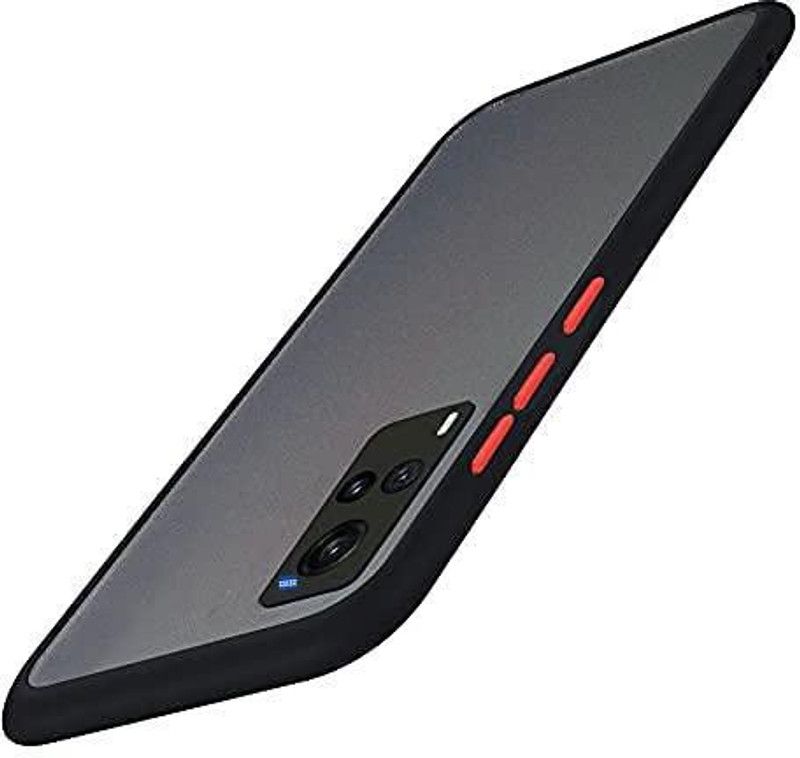 Wideals Back Cover for Vivo X60 Reinforced Translucent Matte Case With Lens Protection Cap  (Black, Camera Bump Protector, Pack of: 1)