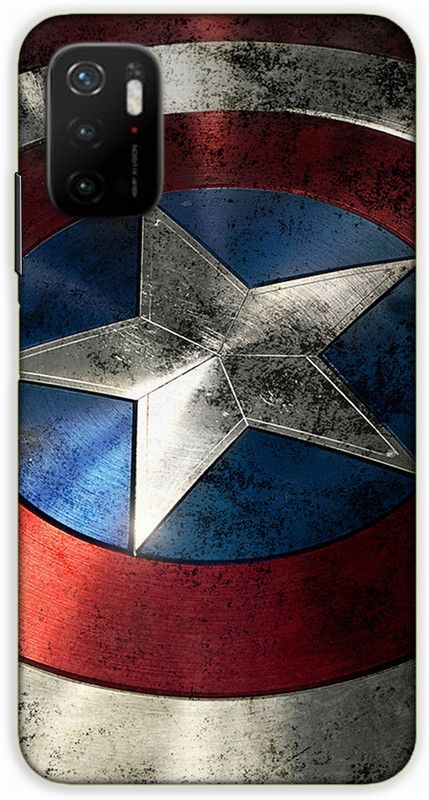 iprinto Back Cover for POCO M3 Pro, POCO M3 Pro 5G Captain America Shield Superhero Back Cover  (Silver, Hard Case, Pack of: 1)