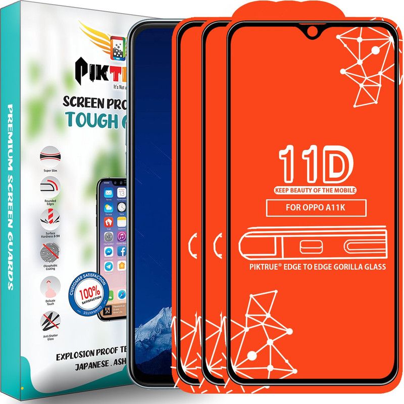 PikTrue Edge To Edge Tempered Glass for Oppo A11K  (Pack of 3)