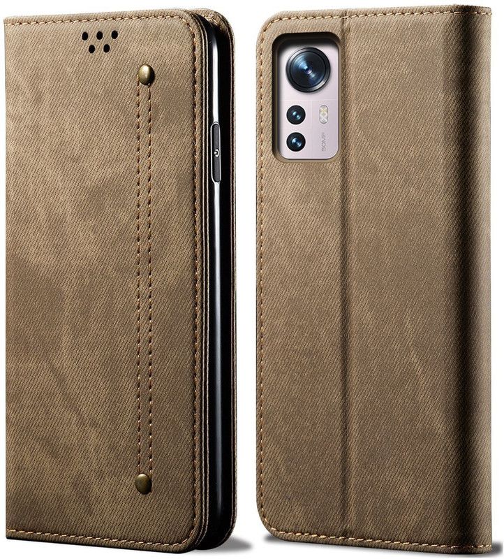 Bepak Flip Cover for Xiaomi 12 PRO  (Khaki, Magnetic Case, Pack of: 1)