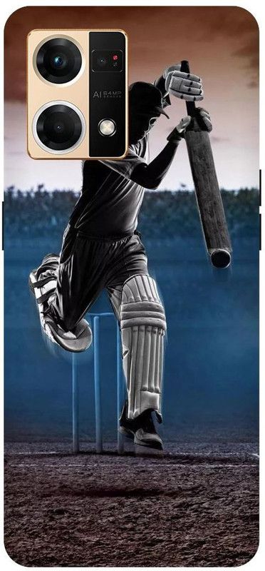 COVERJET Back Cover for OPPO F21s PRO-CPH2461--CRICKET- PLAYER- ART- PAINTING  (Multicolor, Hard Case, Pack of: 1)