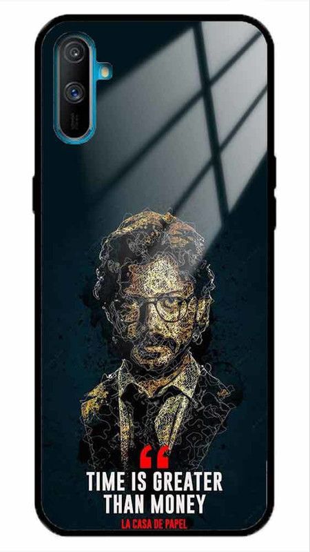 NDCOM Back Cover for Realme C3 Time Is Greater Than Money Printed Glass Case  (Multicolor, Grip Case, Pack of: 1)