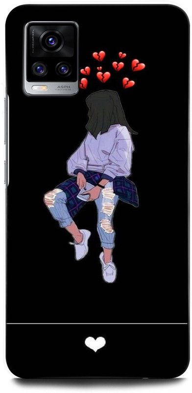 INTELLIZE Back Cover for ViVO V20 Pro 2018 GIRL, WOMEN ARTWORK, ANIME, PRETTY, BEUTY, HEART, BLACK  (Multicolor, Hard Case, Pack of: 1)