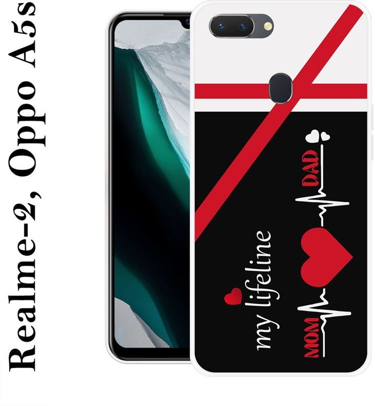 KLC Back Cover for Realme 2  (Black, White, Grip Case, Silicon)