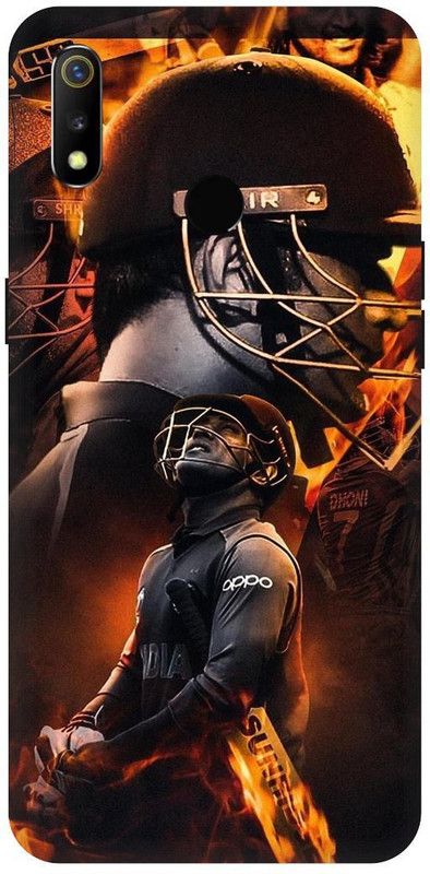 PICHKU Back Cover for REALME 3i-RMX1827-MAHENDRA,SINGH,DHONI,CSK,7,MSD,MAAHI,CHENNAI,SUPER,KING,SPORTS,IPL  (Grey, Hard Case, Pack of: 1)