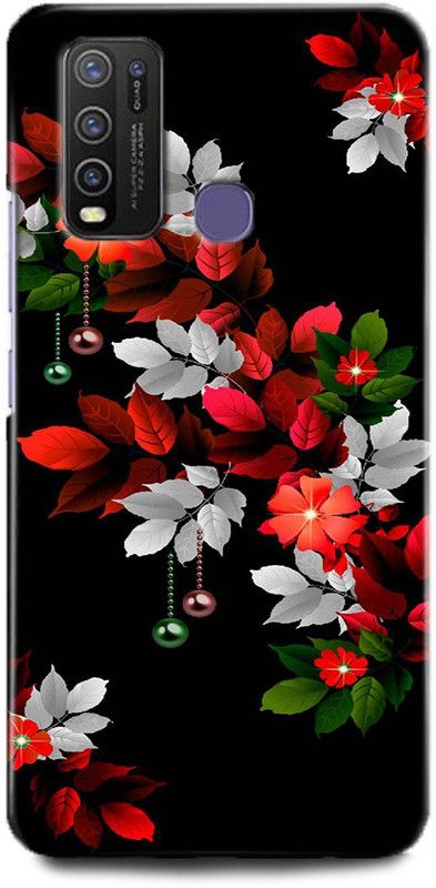 Afterglow Back Cover for Vivo Y30 red leaf, design, red, leaf, flower  (Multicolor, Dual Protection, Pack of: 1)