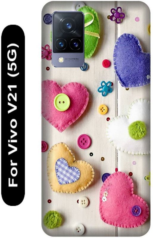 SSMORYA Back Cover for Vivo V21 5G, Cute Heart Printed  (Multicolor, Hard Case, Pack of: 1)