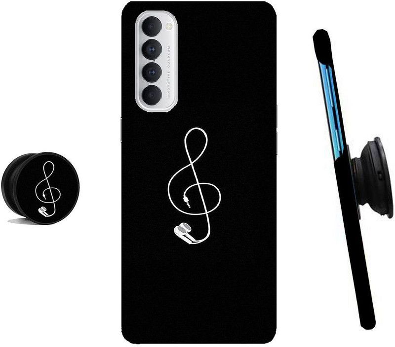 HELLO CASE Back Cover for Oppo Reno 4 Pro  (Black, White, Cases with Holder)