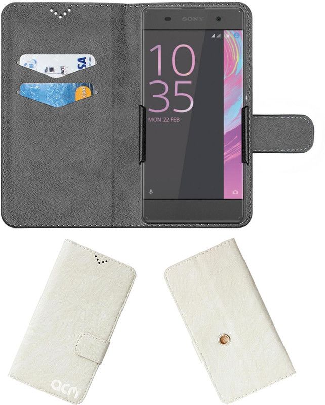 ACM Flip Cover for Sony Xperia Xa Dual  (White, Cases with Holder, Pack of: 1)