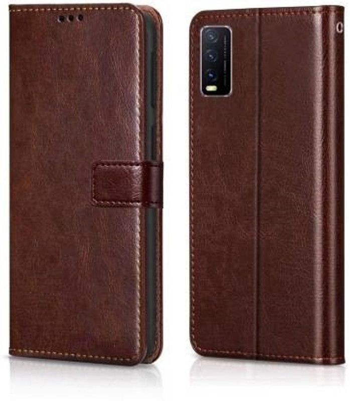 tanmay Flip Cover for Vivo Y20, Vivo Y20i, Vivo Y12s, Vivo Y20G  (Brown, Dual Protection, Pack of: 1)