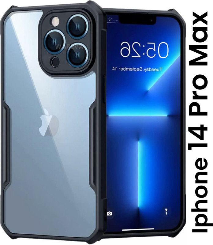WAREVA Back Cover for APPLE IPHONE 14 PRO MAX, IPHONE 14 PRO MAX  (Black, Transparent, Shock Proof, Pack of: 1)