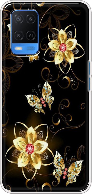 Appcityprint Back Cover for OPPO A54  (Black, Gold, Grip Case, Silicon, Pack of: 1)
