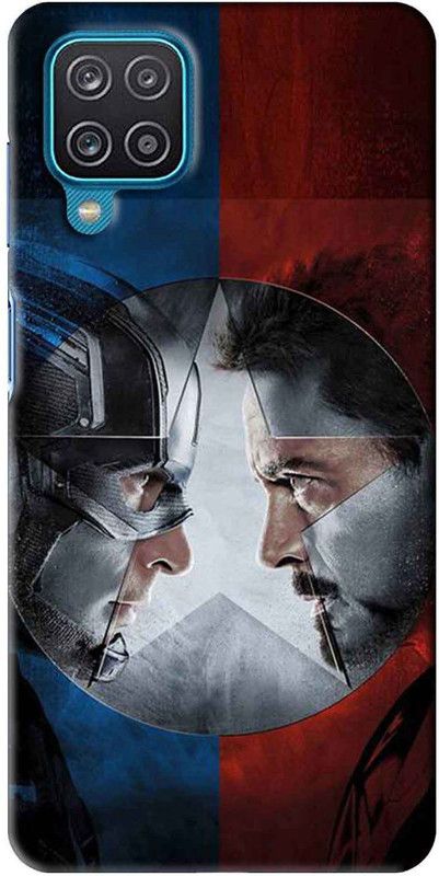 NDCOM Back Cover for Samsung Galaxy F12 Avengers End Game Captain America And Iron Man With Shield Printed  (Multicolor, Hard Case, Pack of: 1)