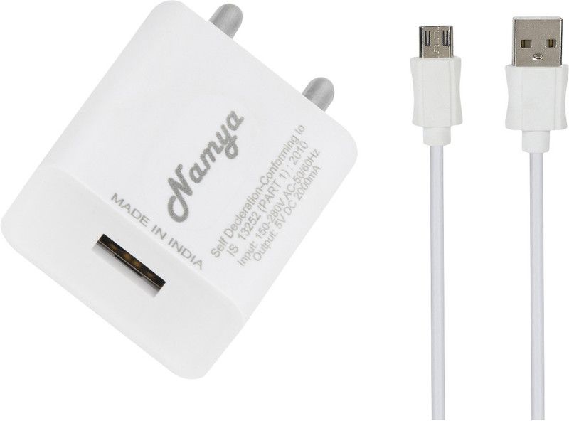NAMYA 5 W NA 1 A Mobile 2A. FAST CHARGER &SYNC/DATA CABLE FOR HO__NOR 7 Charger with Detachable Cable  (White)
