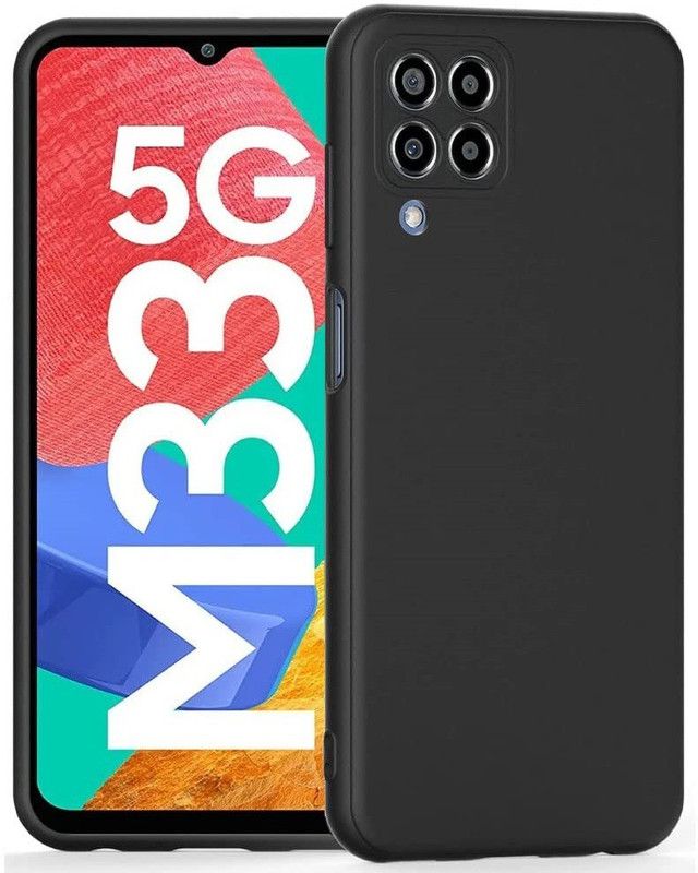 S-Softline Back Cover for Samsung Galaxy M33 5G, Microfiber Cloth Cushion Gloss Finish Silicon Candy Case  (Black, Silicon)