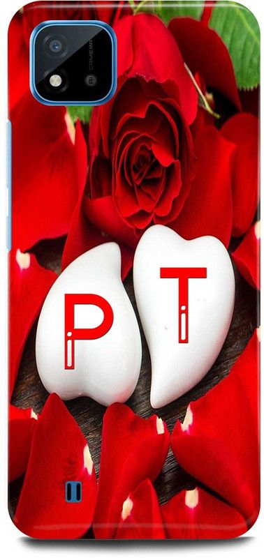 JUGGA Back Cover for Realme C20, RMX3063, P LOVES T NAME,P NAME, T LETTER, ALPHABET,P LOVE T NAME  (Red, Hard Case, Pack of: 1)
