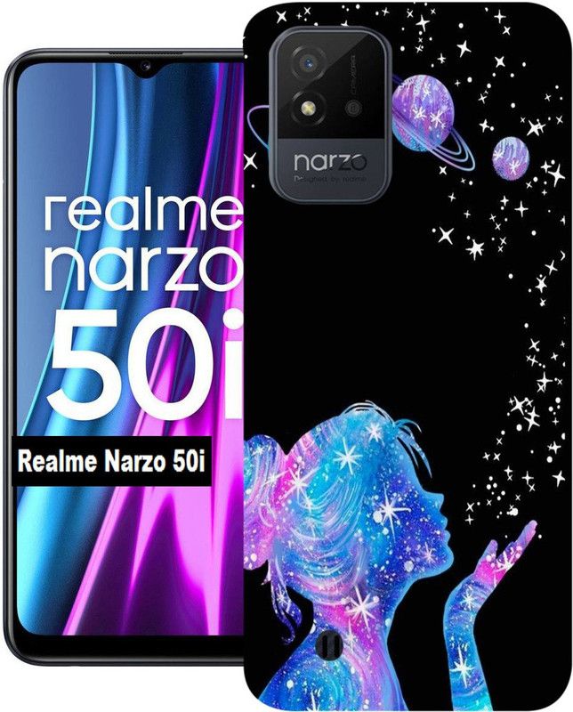 Anami Back Cover for Realme Narzo 50i  (Black, Blue, Dual Protection, Silicon, Pack of: 1)